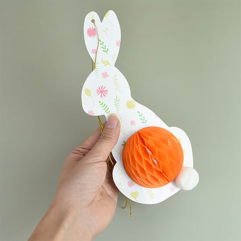 4Pcs Colorful Hanging Paper Bunny Decora Honeycomb Rabbit Ga - 图2