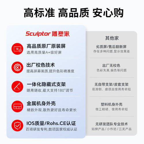 雕塑家便携屏显示器4k电脑笔记本switch外接扩展屏副屏无线触控 - 图3