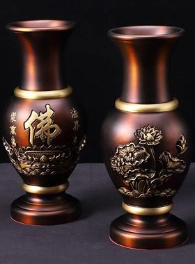 仿古纯铜佛具套装全套供佛供佛用品家用套装佛前供水杯香炉果盘灯