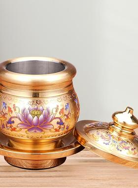 黄铜供佛水杯家用室内莲花供杯供奉供具佛杯圣水杯观音贡杯净水杯