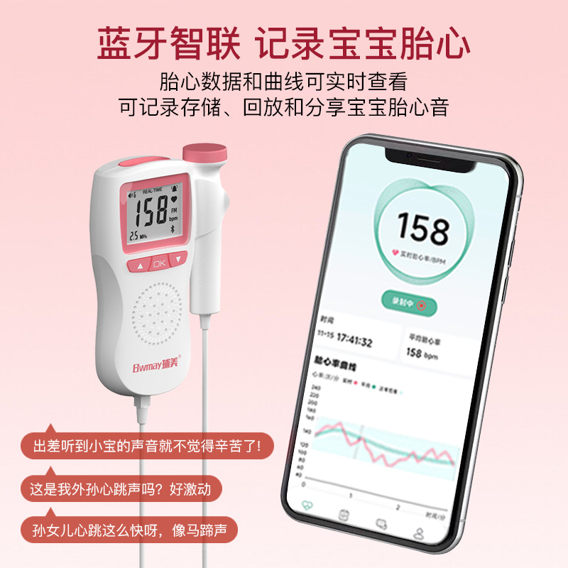 医用胎心监测仪家用孕妇无辐射测听胎心胎儿胎动超声多普勒监护仪