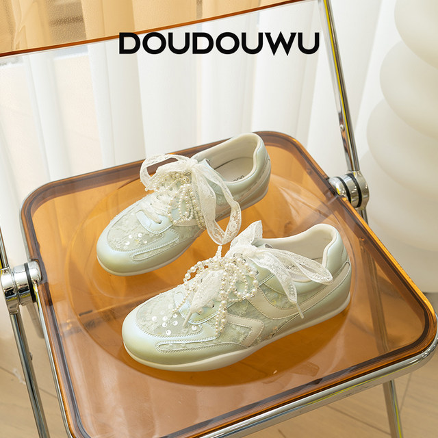 Doudouwu Bow Pearl Virtue Shoes Mesh Women's Shoes
