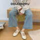 Doudouwu Mary Jane Shoes Women's 2026 Summer New Ballet Hollow Breathable Shallow Mouth Flat Fashion Shoes