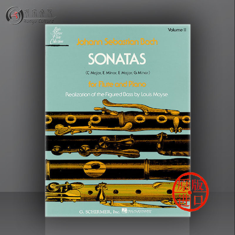 巴赫 长笛奏鸣曲集 长笛和钢琴 全套共一至二卷 希尔默乐谱 Bach Sonatas for Flute and Piano Vol1-2 - 图2
