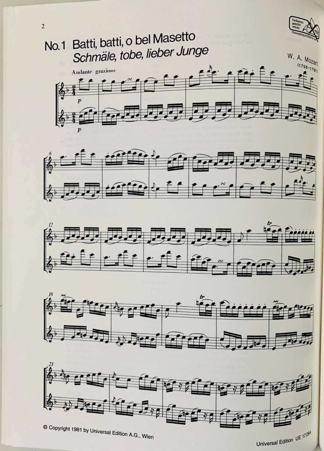 1809 UE Mozart Don Giovanni 2 Flutes UE17284 1809 UE Mozart Don Giovanni 2 Flutes UE17284