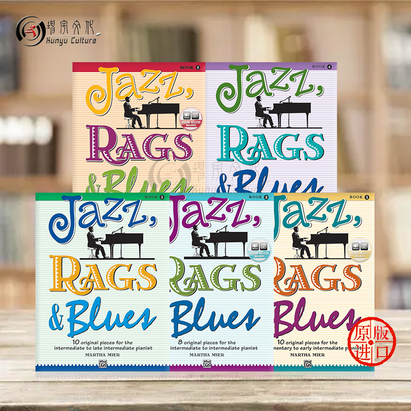 爵士 雷格泰姆 布鲁斯原创作品 中级水平 全套卷一至卷五 Martha Mier Jazz Rags Blues Book1-5 Original Pieces Piano 乐谱 - 图0