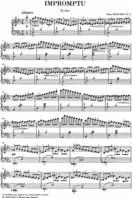 舒伯特即兴曲降e大调op90 No2 D9 钢琴独奏带指法亨乐henle原版乐谱书schubert Impromptu A Flat Major Hn373 舒伯特即兴曲降e大调op90 No2 D9 钢琴独奏带指法亨乐henle原版乐谱书schubert Impromptu A Flat Major Hn373
