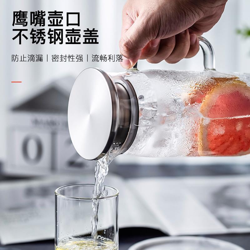 heat-resistin Glass Jug with Lid Ice Tea Water juice cup set - 图1