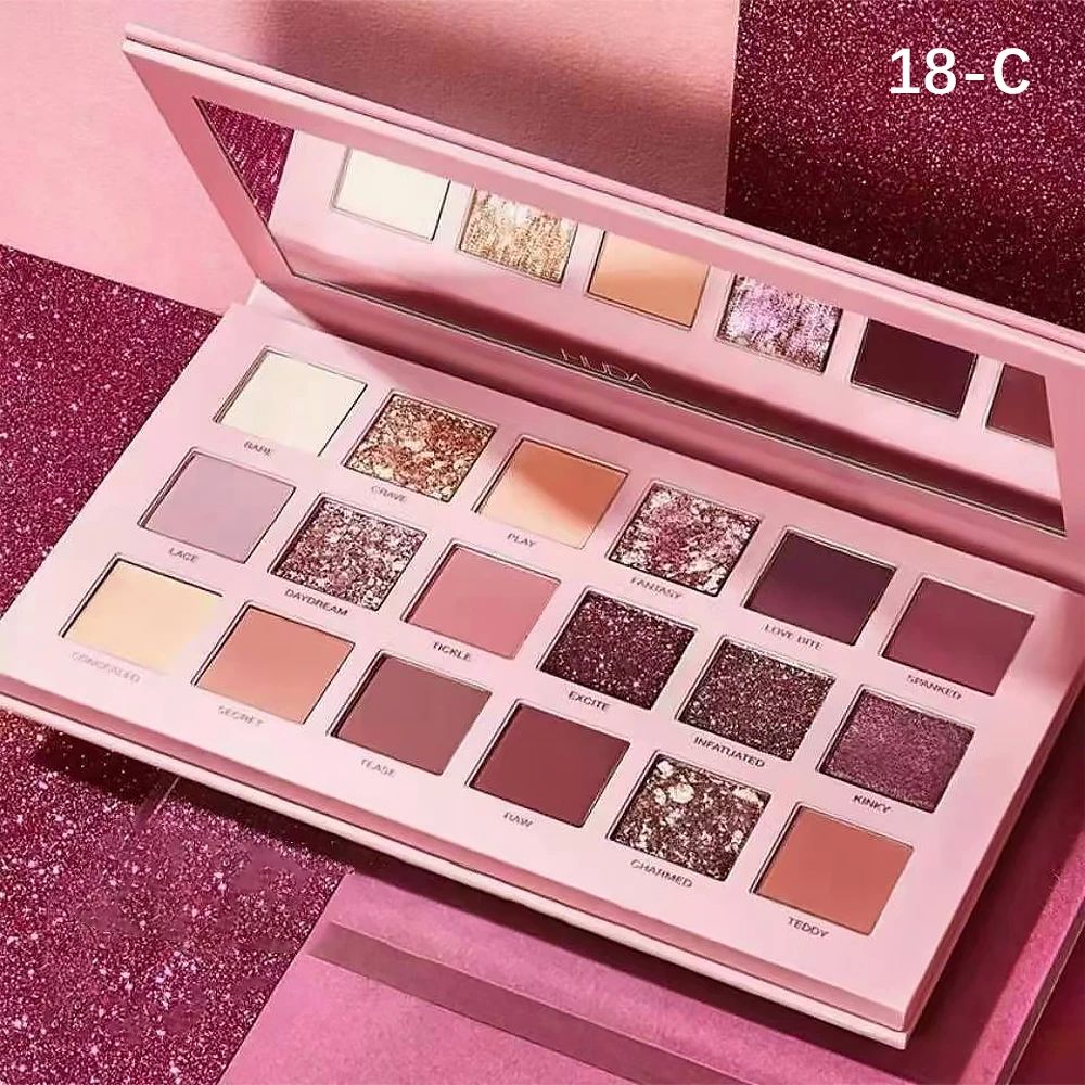 18 Color Makeup Eyeshadow Palette with Brush Matte Pigment E - 图0