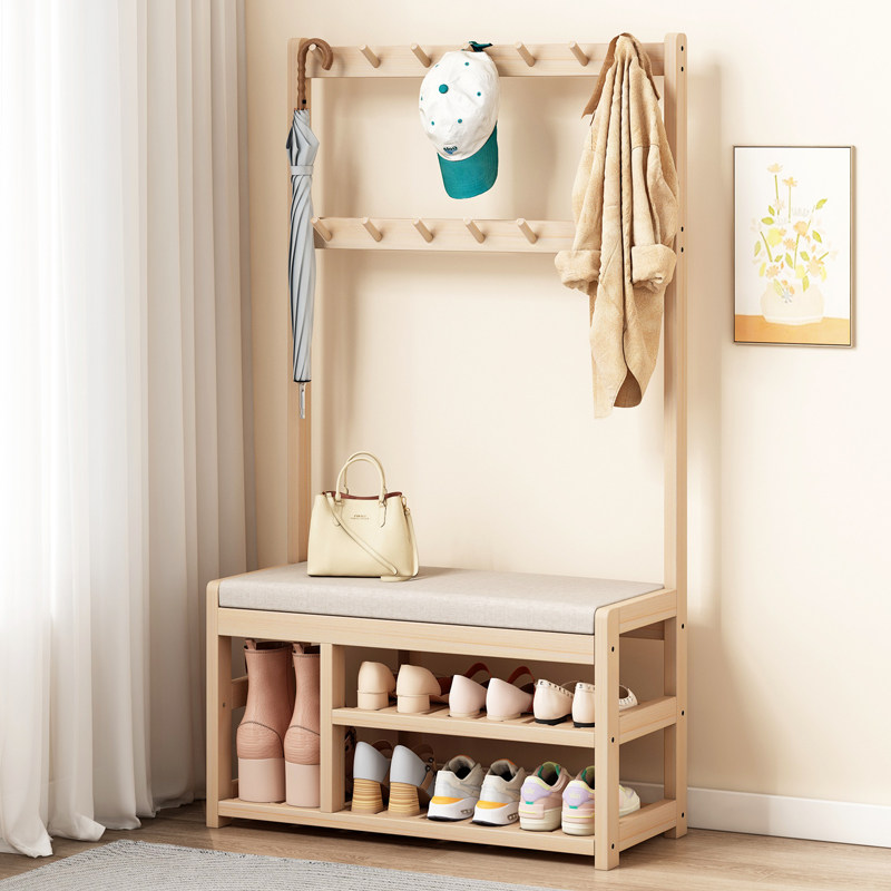 实木换鞋凳简易鞋架收纳置物挂衣架家用门口穿鞋凳多层小鞋柜落地,淘宝优惠券,粉丝福利购,淘宝优惠卷