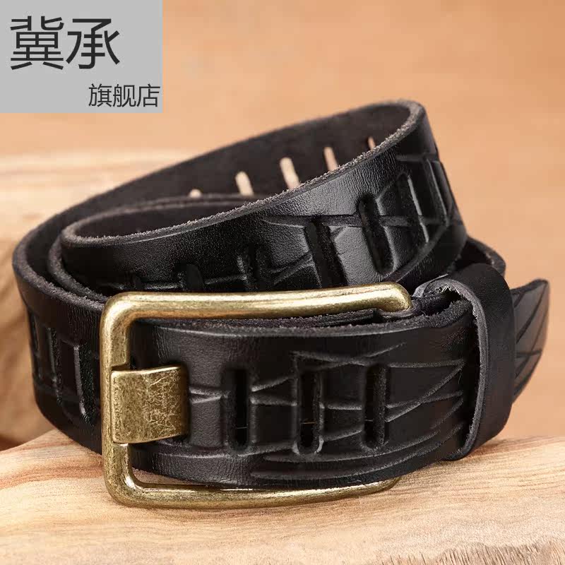 冀承男士复古手工头层牛皮柔软皮带 冀承腰带/皮带/腰链