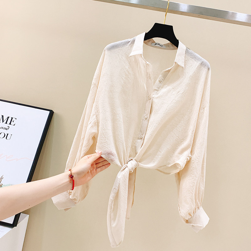 夏天防晒雪纺2020新款韩版短款衬衫 蜜诗芳衬衫