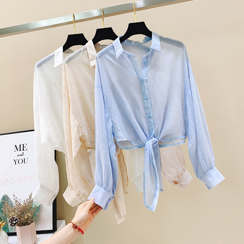 夏天防晒雪纺2020新款韩版短款衬衫 蜜诗芳衬衫