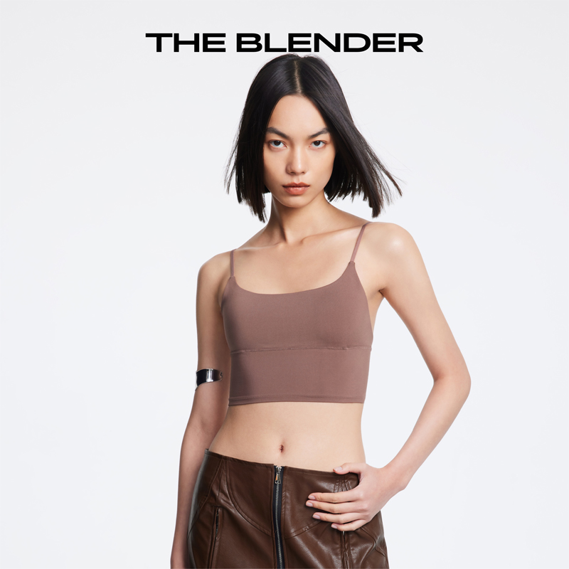 The Blender 方领美背无缝针织带胸垫内衣夏天女文胸吊带背心套装