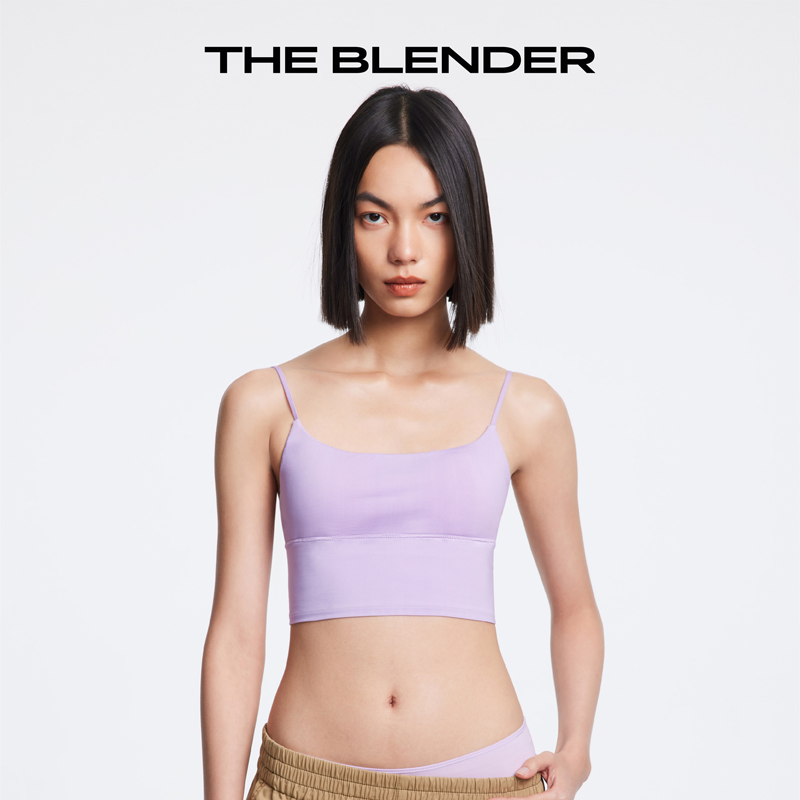 The Blender 方领美背无缝针织带胸垫内衣夏天女文胸吊带背心套装