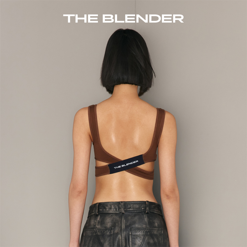 The Blender 美拉德logo方领春夏运动短款背心交叉绑带内衣可外穿 - 图1