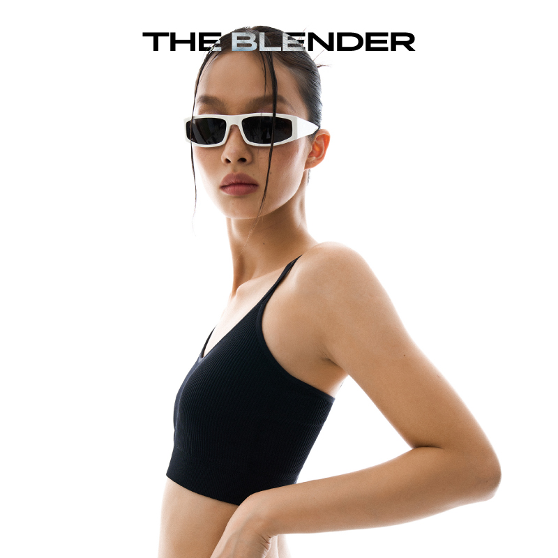 The Blender 针织多巴胺交叉运动瑜伽美背夏季内衣女吊带背心短款 - 图3