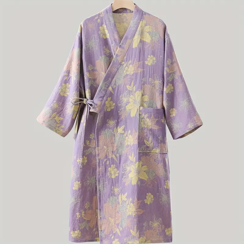 浴袍纯棉睡袍女双层纱国风a类全棉女式情侣睡衣家居服吸水浴衣,淘宝优惠券,粉丝福利购,淘宝优惠卷