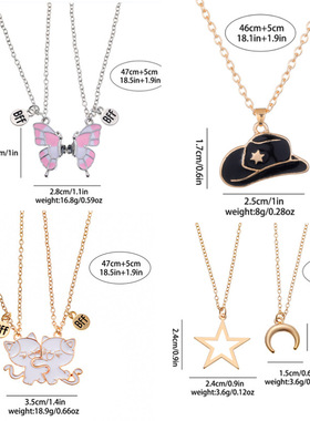 简约星星月亮蝴蝶项链猫咪吊坠卡通毛衣链潮流百搭新款合金配饰品