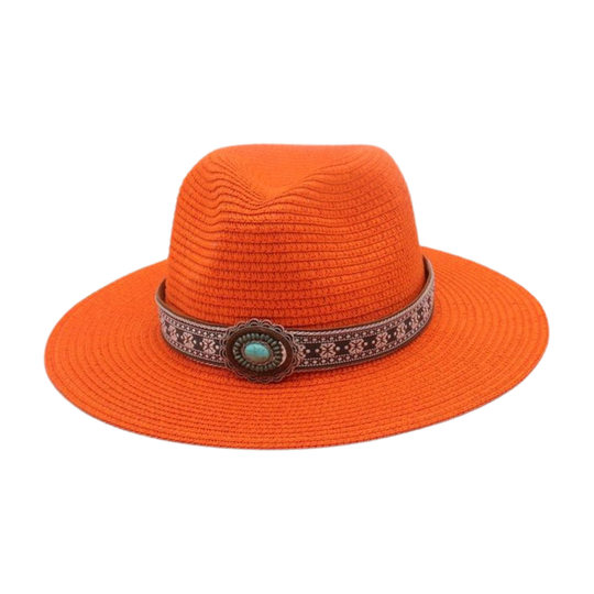 Simple Tibetan ethnic style men's and women's beach sun protection visor fashionable ethnic style straw hat travel hat