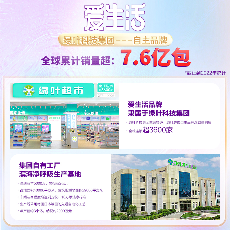 爱生活益生菌悬浮卫生巾日用夜用护垫官方旗舰店绿叶正品多款组合