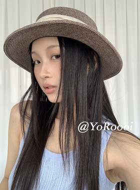 防晒草帽海边度假显脸小礼帽
