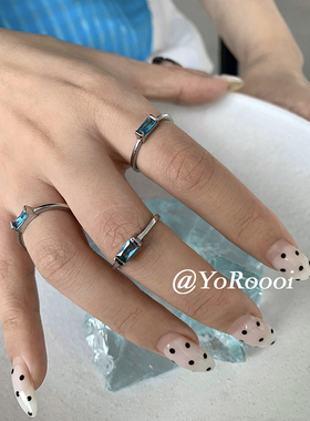YoRoooi韩系ins蓝色皓石戒指