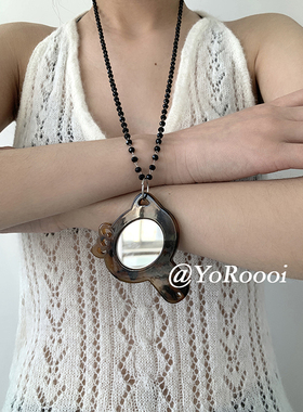 夏日新款可爱KT镜子项链设计感