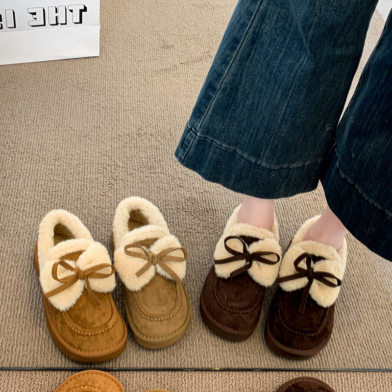 厚底豆豆勃肯鞋女加绒雪地靴2025新款爆款冬季保暖软底毛毛棉鞋子,淘宝优惠券,粉丝福利购,淘宝优惠卷