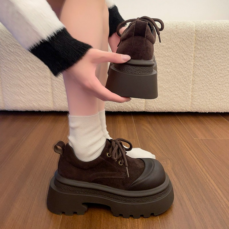 厚底增高乐福鞋女款2026春季新款小个子松糕复古通勤英伦风小皮鞋,淘宝优惠券,粉丝福利购,淘宝优惠卷