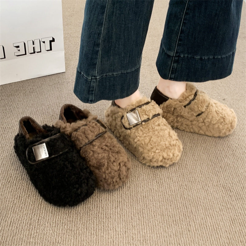 厚底豆豆勃肯鞋毛毛鞋女秋冬外穿2025新款加绒雪地靴保暖乐福棉鞋,淘宝优惠券,粉丝福利购,淘宝优惠卷