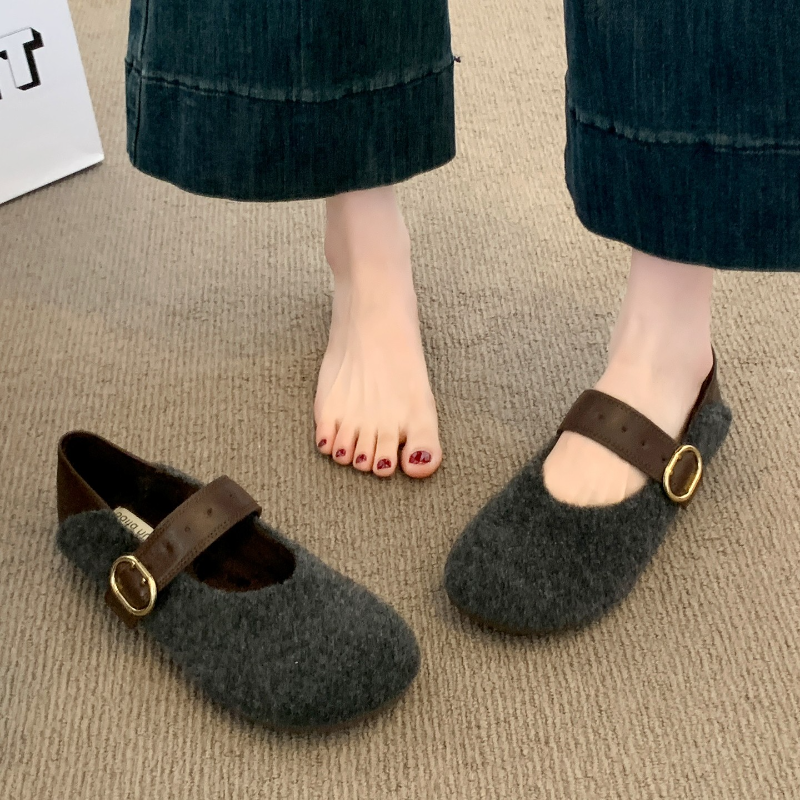 厚款加绒保暖勃肯鞋女2025秋冬新款平底毛呢豆豆鞋毛毛玛丽珍棉鞋,淘宝优惠券,粉丝福利购,淘宝优惠卷