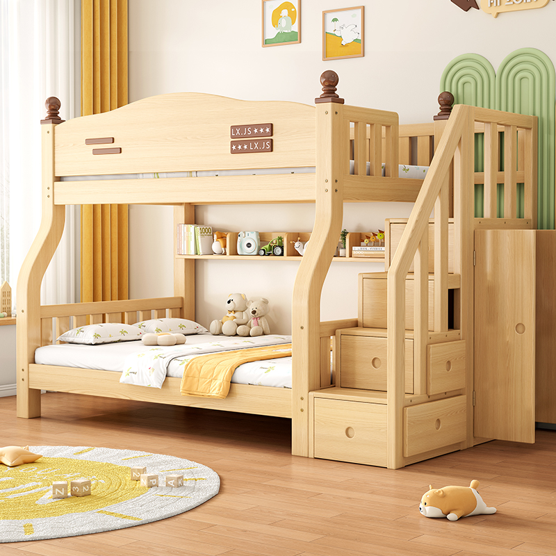 全实木上下床双层床高低床小户型大人两层子母床双人上下铺儿童床 - 图1