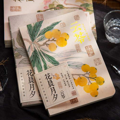 花晨月夕笔记本高颜值手账本旅游打卡空白盖章本故宫博物馆旅行印章本白纸手帐本厚记事本日记本古风线装本 - 图0
