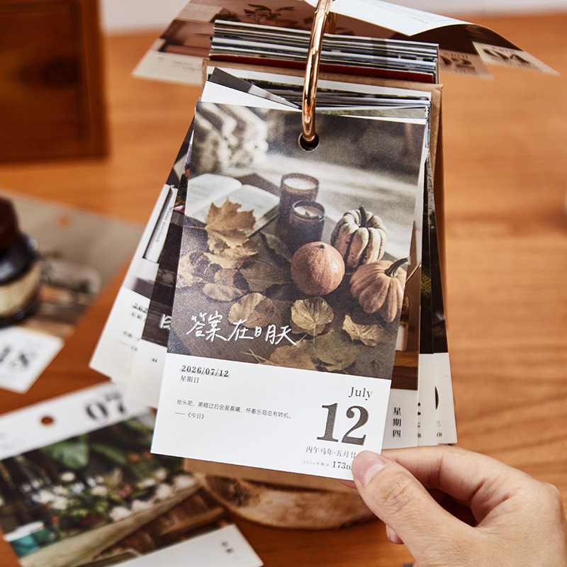 2026年新款日历ins风励志治愈风景文案365天倒计时文艺高级感桌面摆件台历一天一页创意手撕历小众新年礼物 - 图1
