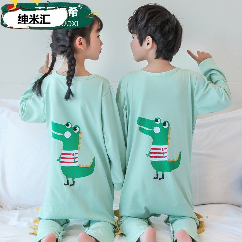 春秋纯棉连体长袖卡通男童防踢睡衣 绅米汇睡衣/家居服套装