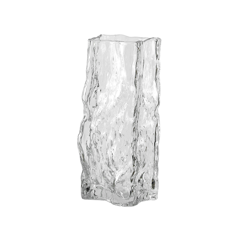 轻奢冰川工艺创意玻璃花瓶简约风透明插花玫瑰百合客厅摆件高级感,淘宝优惠券,粉丝福利购,淘宝优惠卷