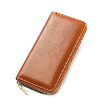 Japan original single new female style oil wax pattern cow leather long style money wallet student genuine leather male hand hold bag money clip