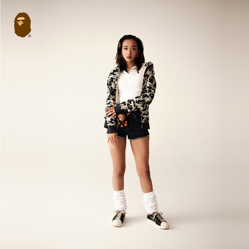 BAPE女装秋冬猿人刺绣徽章纯色长袖POLO衫212001J,淘宝优惠券,粉丝福利购,淘宝优惠卷