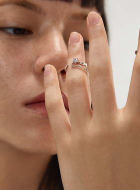 MonSeven紫锆石关节戒指女时尚个性食指戒小众设计感指尖尾戒套装