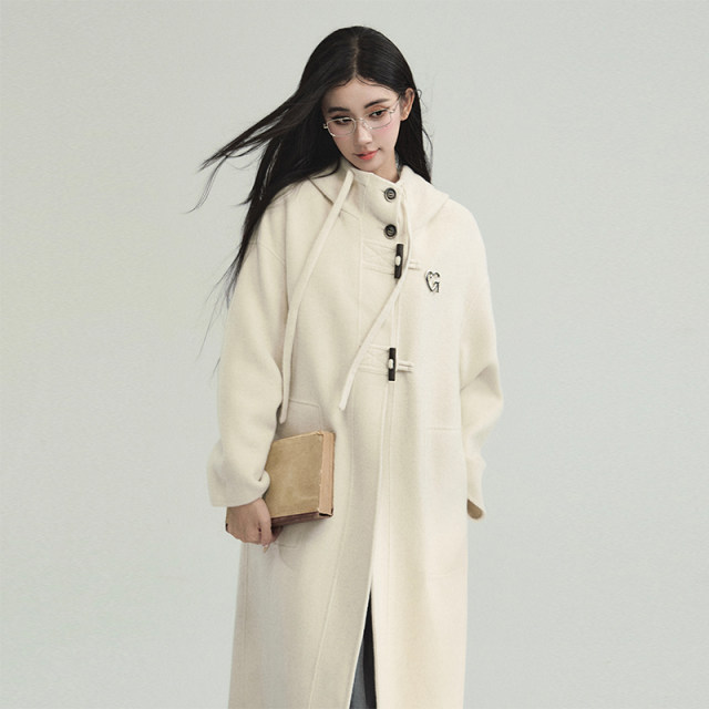 【现货】易碎商店·冬日記 70羊毛牛角扣双面呢大衣长款毛呢外套