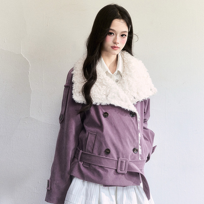 【现货】易碎商店·雾暖甜绒 复古麂皮毛一体保暖厚外套翻领上衣,淘宝优惠券,粉丝福利购,淘宝优惠卷