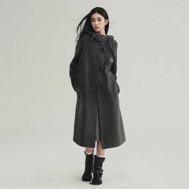 【现货】易碎商店·冬日記 70羊毛牛角扣双面呢大衣长款毛呢外套