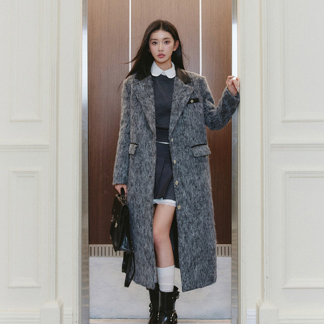 【王艺瑾同款】易碎商店·融冬雪松韩系高级长款羊毛大衣毛呢外套