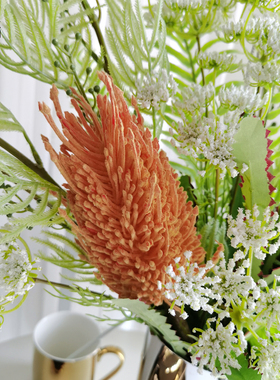 高档轻奢极简橙色仿真花束套装样板间客厅餐厅电视柜玄关假花摆件