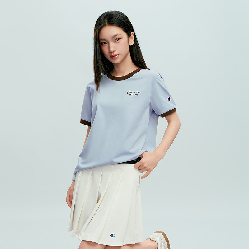 Champion冠军T恤女2026夏季新款印花logo撞色休闲圆领短袖上衣潮