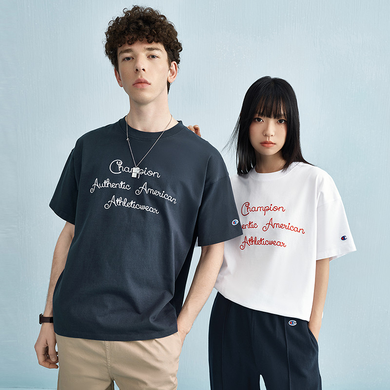 Champion冠军T恤女2025夏季新款情侣刺绣纯棉圆领休闲短袖上衣男,淘宝优惠券,粉丝福利购,淘宝优惠卷