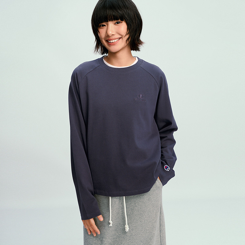 Champion冠军T恤女2026春季新款纯棉打底衫休闲纯色宽松长袖上衣,淘宝优惠券,粉丝福利购,淘宝优惠卷