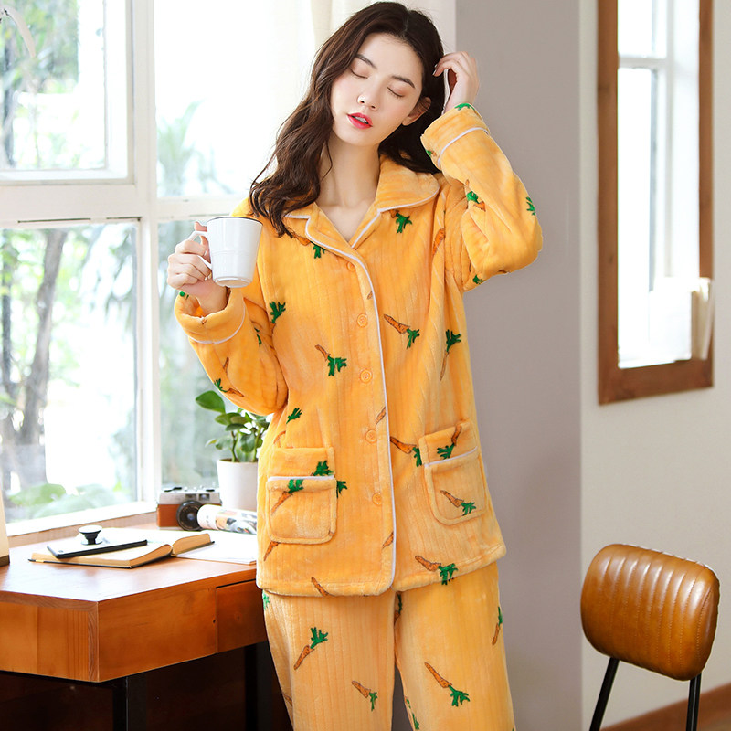 冬季珊瑚绒甜美可爱长袖睡衣 万安娜睡衣/家居服套装