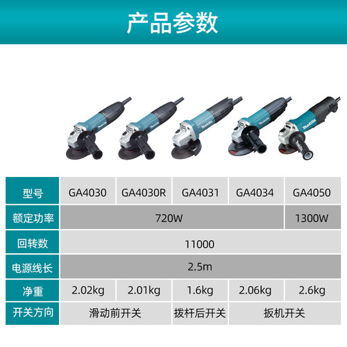 日本牧田细柄角磨机GA4030角向磨光机大功率小手柄GA4031电动工具 - 图2